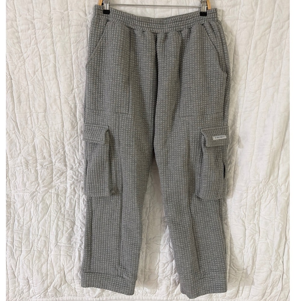 My Mum Made It Grey Waffle Knit Cargo Sweatpants XL Streetwear Joggers